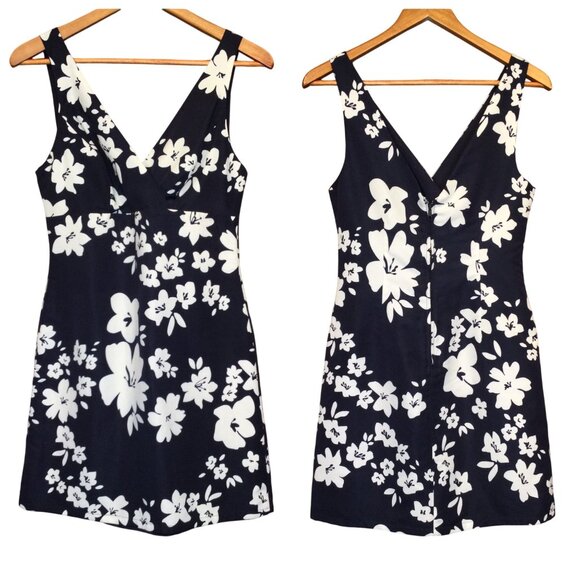 Floral Print Reversible Sleeveless Babydoll Dress Size M Tropical Resort - Picture 1 of 13